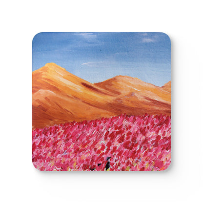 Corkwood Coaster Set - Pink Garden - 4-piece set