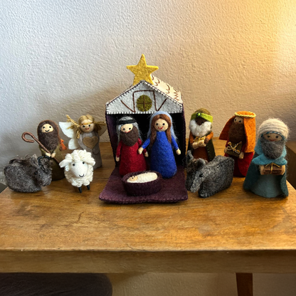 [Pre-Order for Nov] Handmade Felt Nativity Set – 12-Piece Christmas
